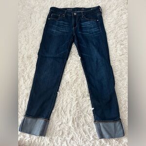AG jeans Stevie Cuff slim straight cuffed. Dark wash. Perfect condition. Size 27
